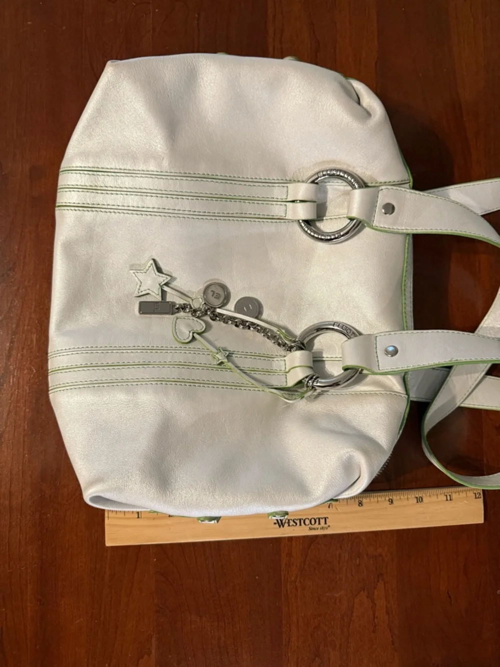Elliott Lucca Pearly White Leather Shoulder Bag | Y2K Charm Bag Spring Summer 🤍 - Picture 13 of 16